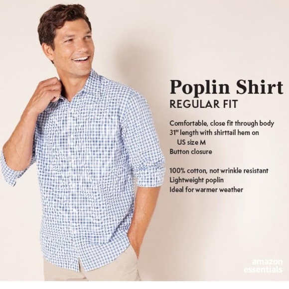 Men's Regular-Fit Long-Sleeve Casual Poplin Shirt Size XXL Navy Windowpane - Picture 7 of 8